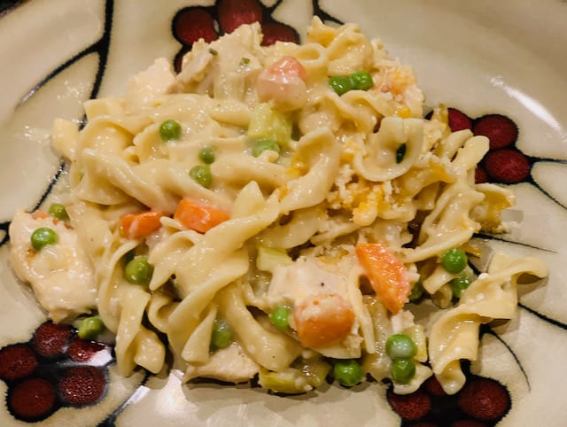 chicken noodle casserole - plated