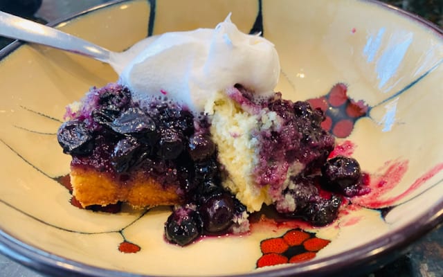 blueberry cobbler with whip topping