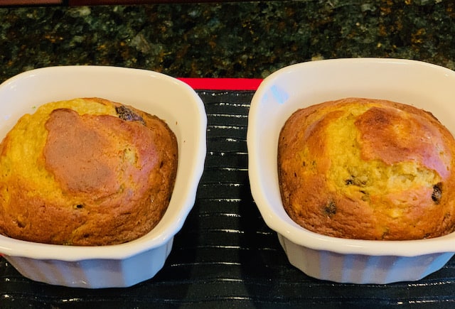 two chocolate banana bread cakes