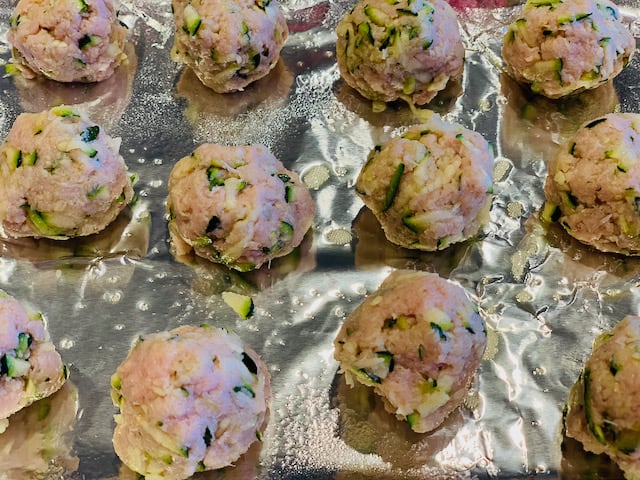 unbaked chicken meatballs