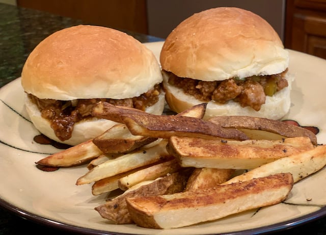 Sweet & Spicy Sloppy Joes with oven fried