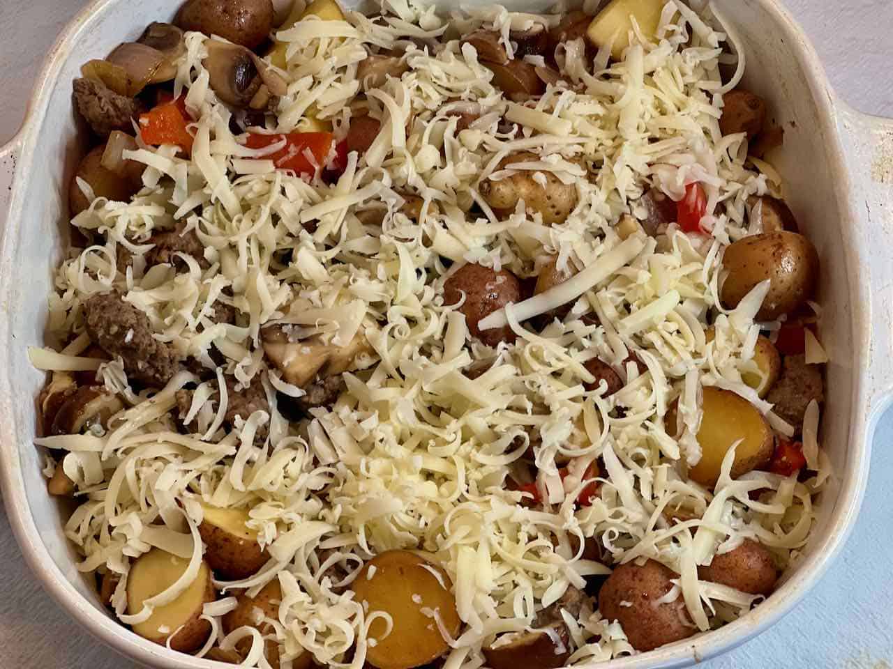 Turkey Sausage, Mushroom, and Potato Gratin Lori Speak